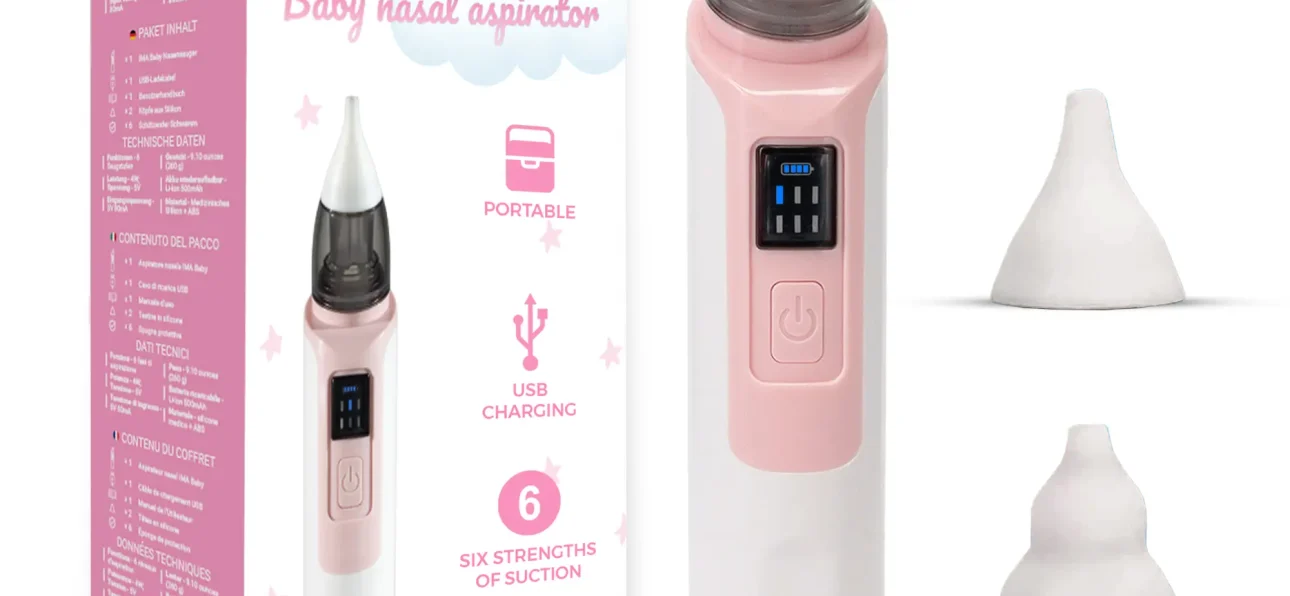 Aspirator nazal electric pentru bebeluși IMA Baby, cu cutie, duze și funcție de încărcare USB